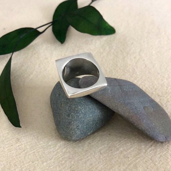 Geometric Hammered Ring, Sterling Silver - Picture 5 of 6